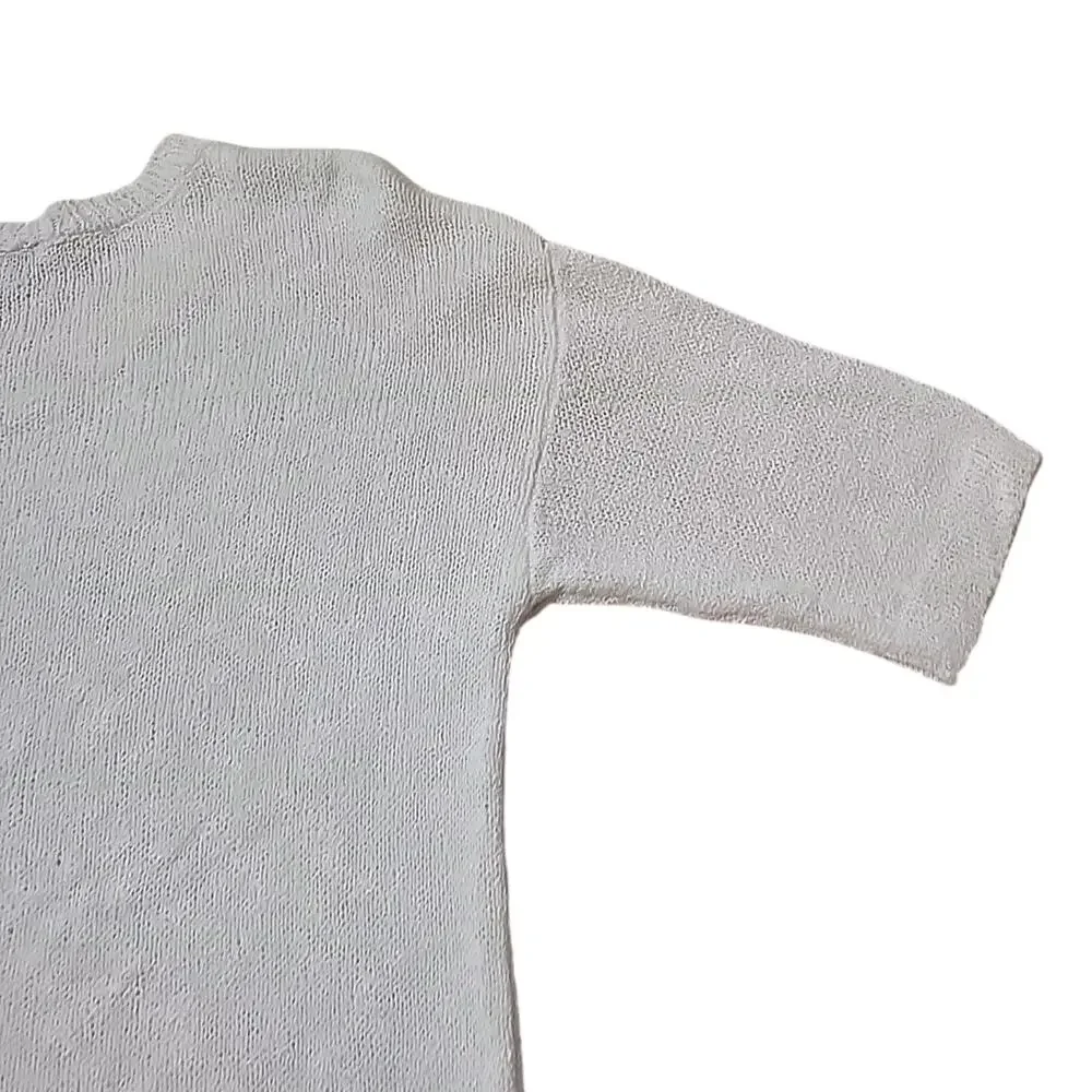 Women's United States Sweaters Open Knit Micro Crochet Knot Tied L Cream White